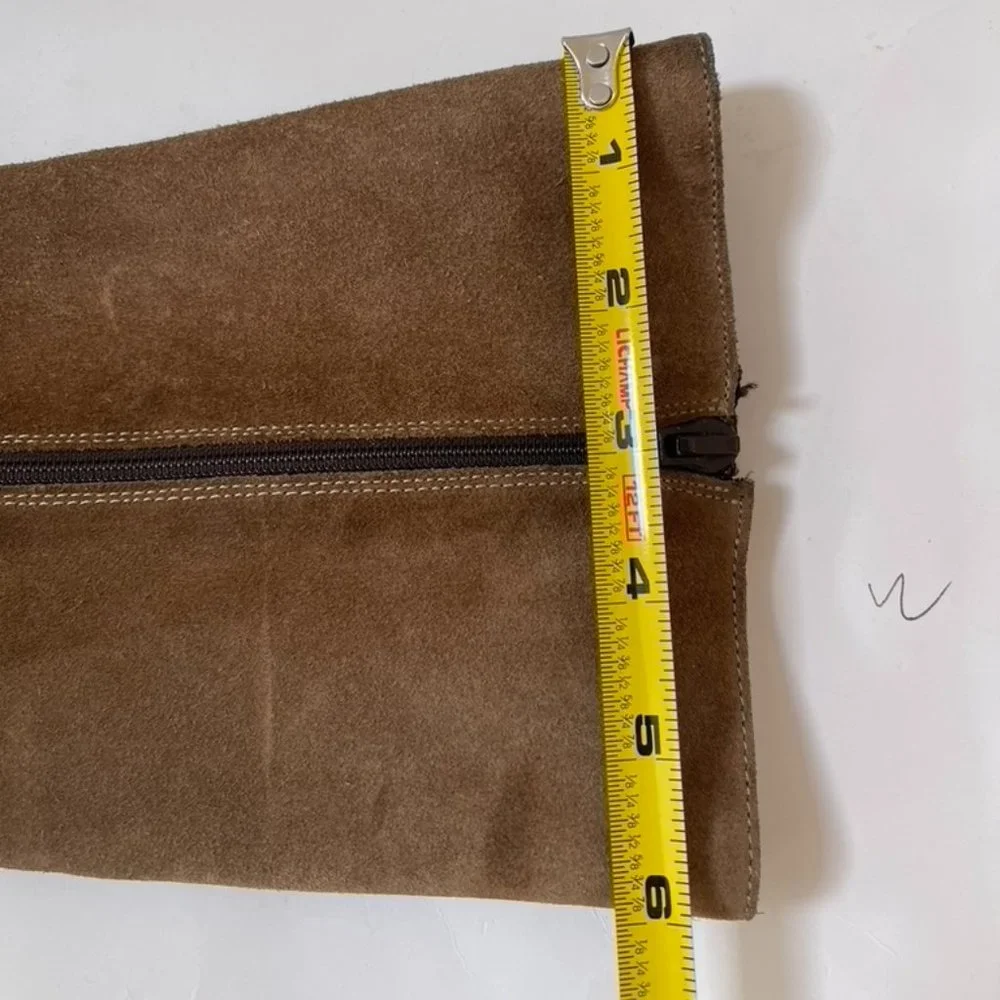 Banana Republic Women's Tan Suede Mid Calif inside Zipper Boots Size 8 - Picture 13 of 15